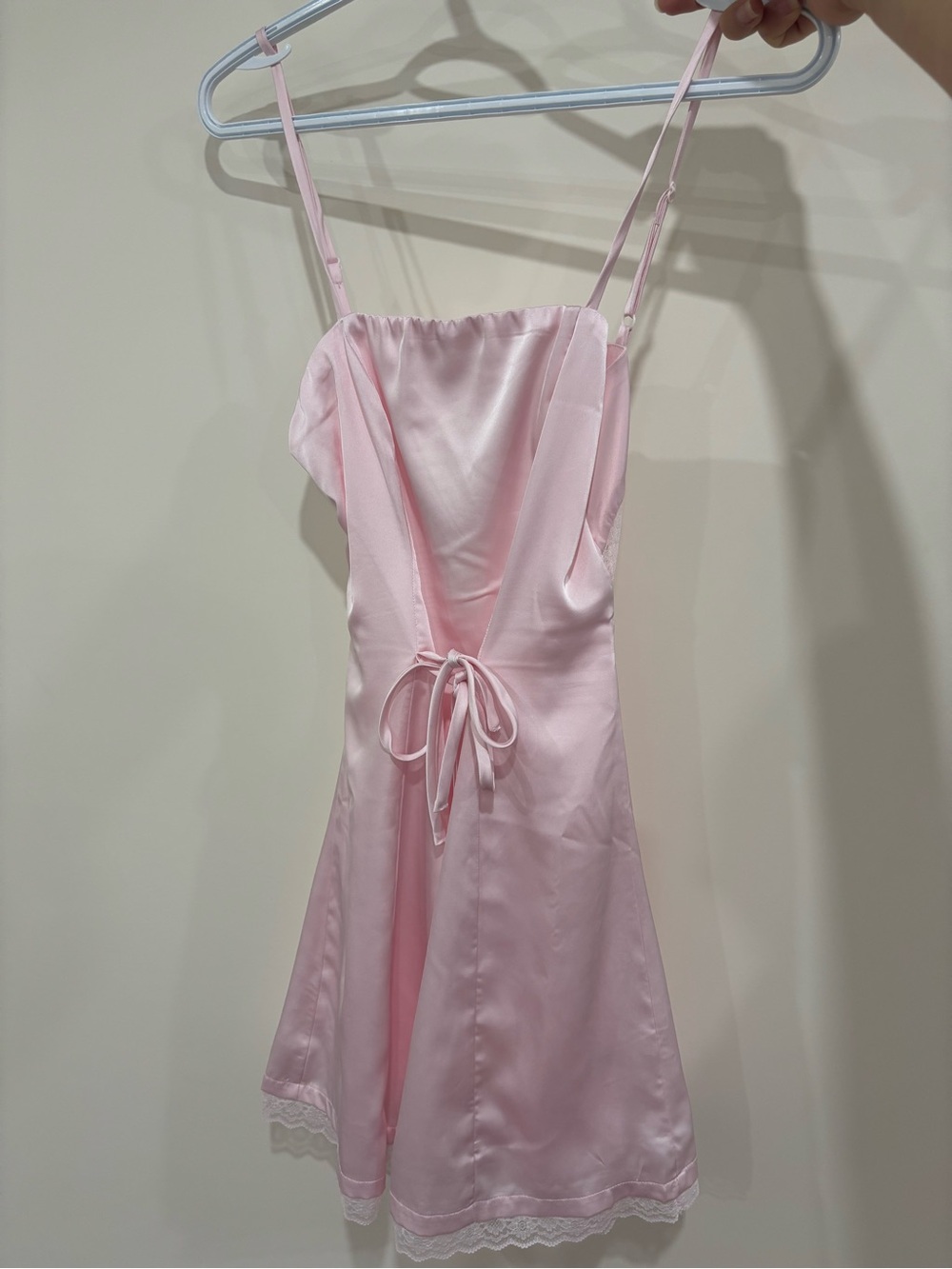 Soft Pink satin-like double front tie Mini Dress